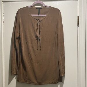 Sarah Pacini Camel V-Neck Sweater